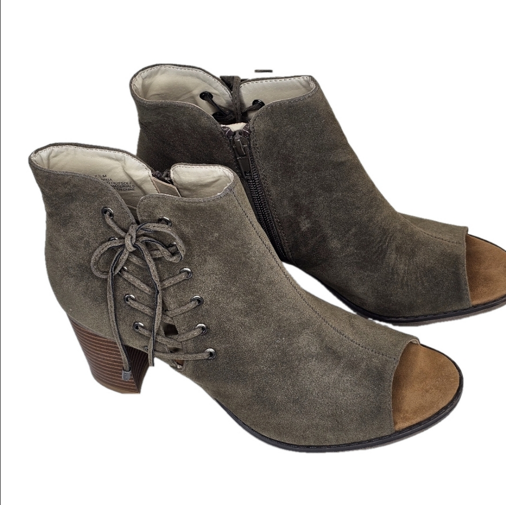 Maurices Olive Open Toe Booties, Women's Size 7.5M